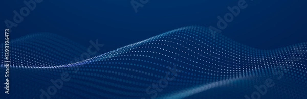 Fototapeta Beautiful curved wave on a dark background. Digital technology background. Concept of network. 3D