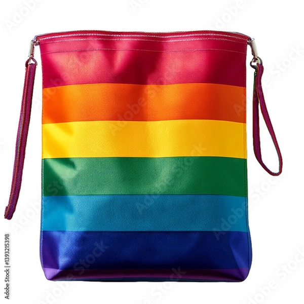 Obraz un bolso de mano colorido arcoiris, aislado, sobre fondo blanco, mockup