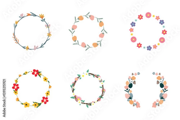 Fototapeta Colorful floral font vector design illustration with flower letters forms a lovely heart shape