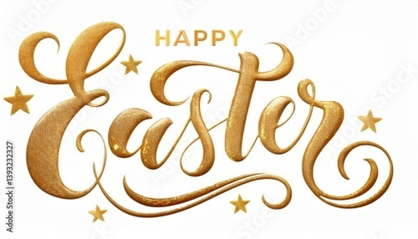 Fototapeta Happy Easter sign. Hand drawn modern brush lettering, white background