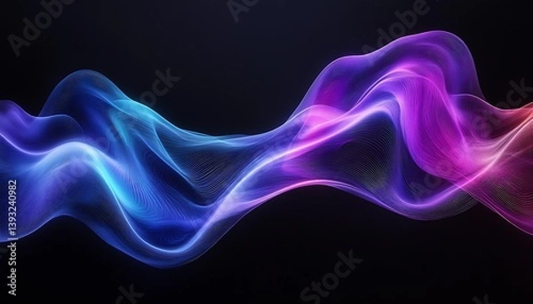 Fototapeta Fluid and Dynamic Wave Patterns in Neon Lighting Creating Ethereal Abstract Art : Generative AI