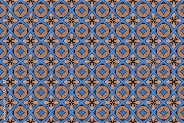 Fototapeta Seamless Wallpaper Shape Decoration Cloth Perspective Art Tile Design Texture Graphic Geometric Visual Endless Symmetric Fashion Digital Textile Fabric Background Interior Template Luxury Pattern.