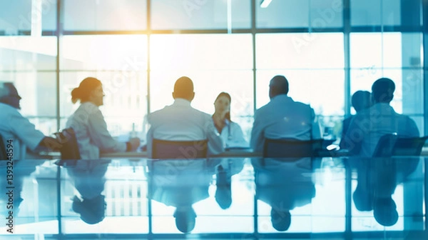 Obraz A hospital's board of directors meeting to discuss strategic initiatives. stock image, hd quality, natural look, blog post, health care