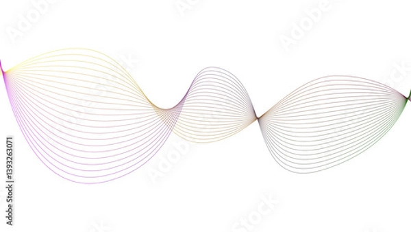 Obraz Vector curvy abstract line art wavy flowing dynamic colorful lines white background in concept music or sound, wave, wind, information flow	