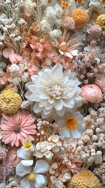 Obraz A beautiful collection of various dried flowers in neutral colors