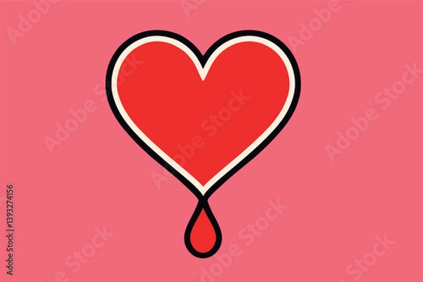 Fototapeta Heart with a red line on it