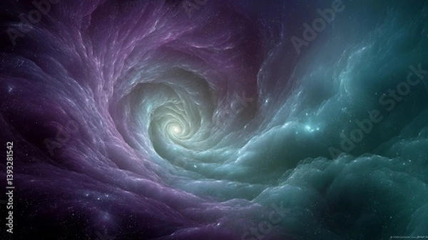 Fototapeta Green Nebula Swirling in Deep Space

