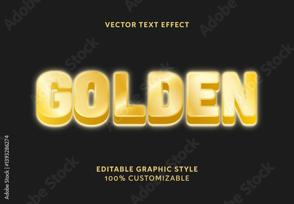 Fototapeta Golden Glowing Bold Font Shiny 3D Bright Text Effect