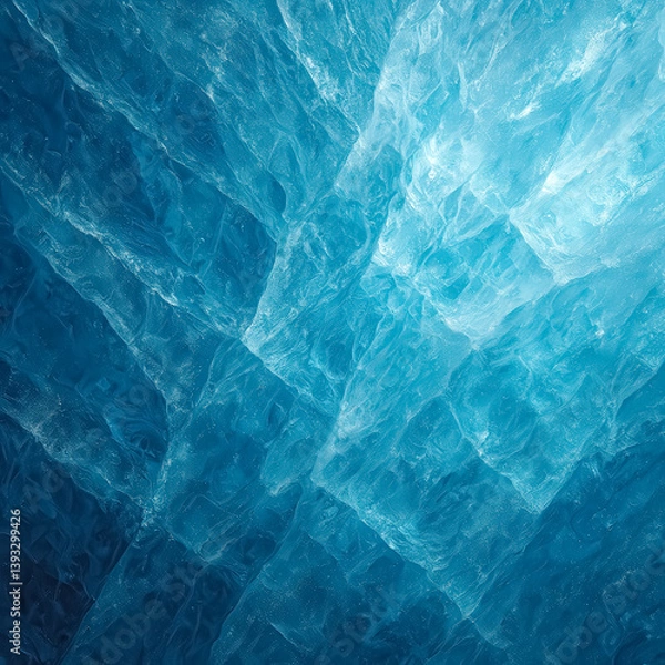 Obraz Abstract texture of deep blue glacial ice with transparent layered structure. Generative AI