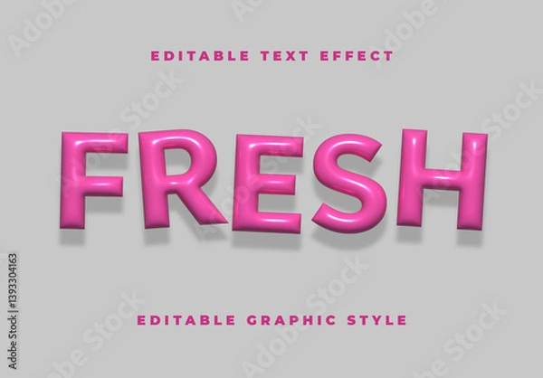 Fototapeta Pink Bubbly Font Glossy Playful Rounded Plastic Text Effect