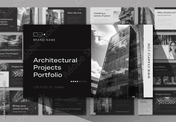 Obraz Black Minimal Architecture Project Proposal Portfolio Presentation Template 
