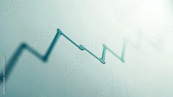 Fototapeta Minimalist Teal Graph Line on Gradient Background Representing Growth and Positive Trend