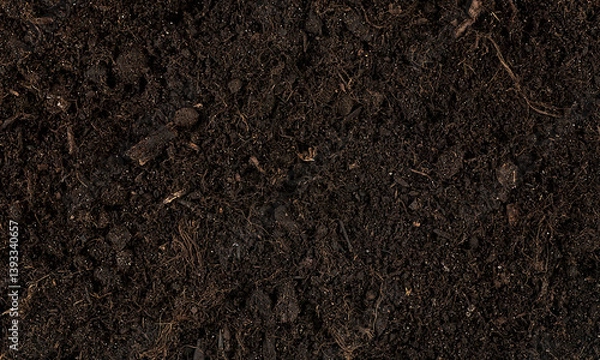 Obraz Brown fertile soil for planting as background, top view. Ecology concept. Agriculture and farming background.