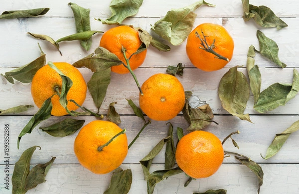 Obraz Mandarin Oranges in Overhead View