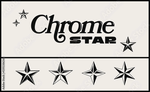 Obraz Chrome Star Icon Set | Vector Metal Chrome Stars