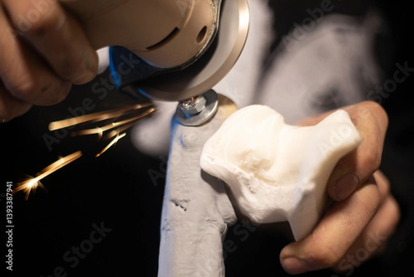 Fototapeta Nut-splitting. Cutting the bolt. Bending the part. Working in the workshop.