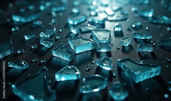 Obraz Shattered glass explosion on dark background, abstract dramatic concept