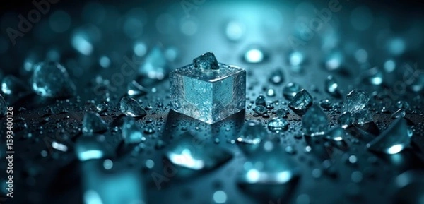 Obraz water drops on a ice cube