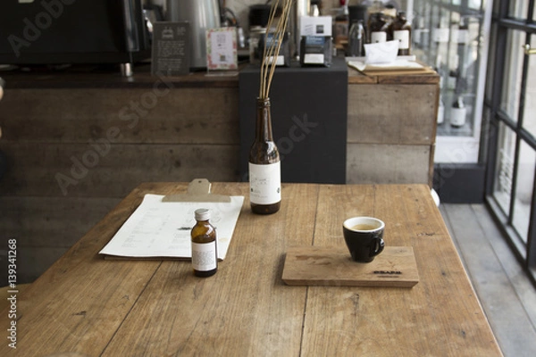 Obraz warm wooden cafe interior