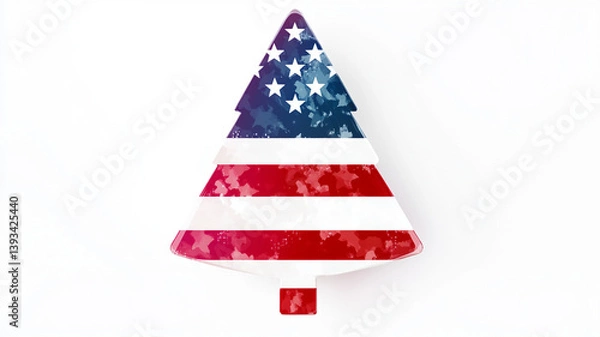 Fototapeta Stylized Christmas tree in the colors of the U.S. flag. The U.S. flag is in the shape of a Christmas tree.