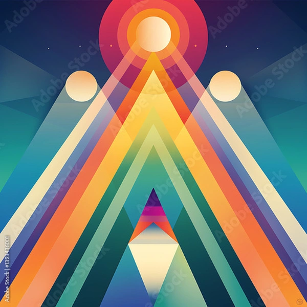 Fototapeta Abstract Geometric Design with Bold Colorful Triangles