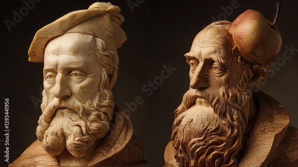 Obraz Artists are creating sculptures that look like Renaissance paintings and sculptures, but are made entirely from carved apples and pears to depict recognizable figures.  