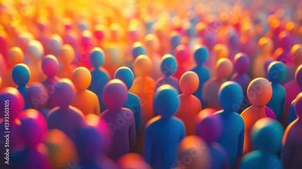 Obraz Silhouettes of diverse people symbolize population growth and demographic change