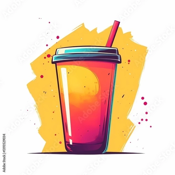 Fototapeta Enticing Colorful Smoothie and Soda Beverage Illustration - Vibrant Graphic Art for Refreshing Summer Drinks