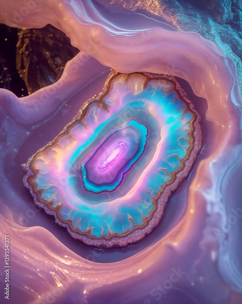 Fototapeta Energetic healing through mystical agate eyes floating in an ethereal nebula. A hypnotic vision radiating cosmic energy, intuition, and spiritual balance.