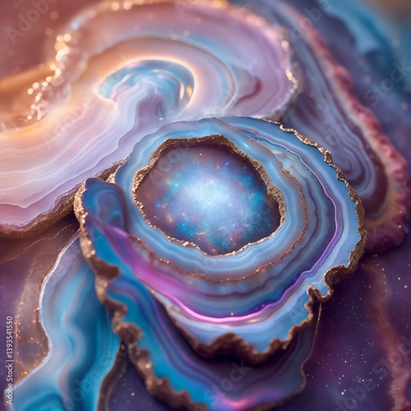 Fototapeta Energetic healing through mystical agate eyes floating in an ethereal nebula. A hypnotic vision radiating cosmic energy, intuition, and spiritual balance.