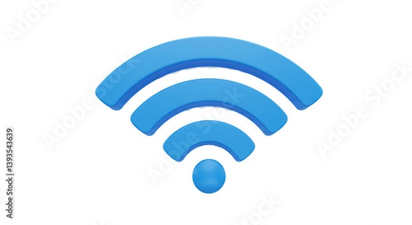 Fototapeta A vibrant blue wifi symbol radiating connection and boundless digital possibilities, rendered in a sleek 3D style.