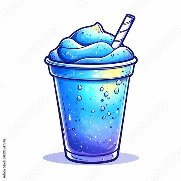 Fototapeta Refreshing Blue Slushie: Summer's Sweet and Vibrant Frozen Beverage Delight