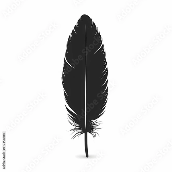 Fototapeta Black Feather Vector Illustration: Abstract Graphic Design with Ink Pen and Silhouette
