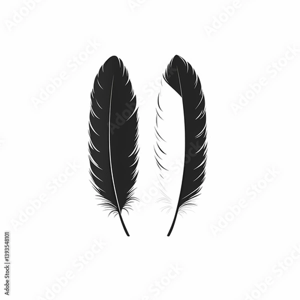 Fototapeta Abstract Black Feathers Illustration: An Elegant Minimalistic Design for Nature-Inspired Background and Creative Art Decor