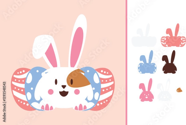 Fototapeta Easter Bunny multilayered 3d paper craft design for crafting