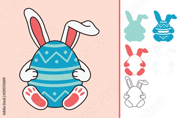 Fototapeta Easter Bunny multilayered 3d paper craft design for crafting