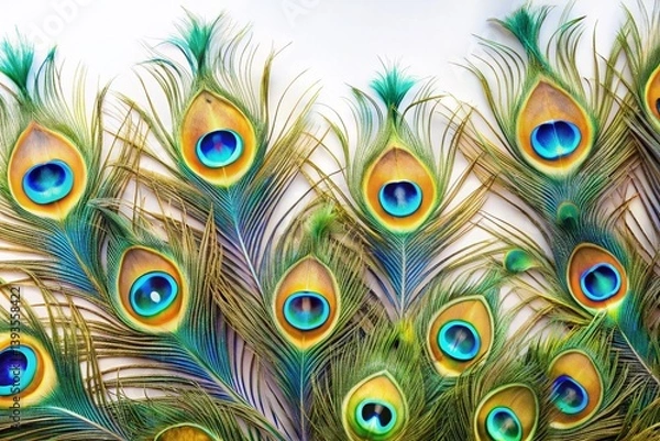 Fototapeta Stunning Panoramic Peacock Feather Display Elegant Home Decor Inspiration for Sophistication and Style