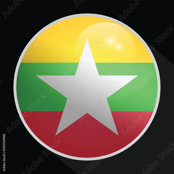 Obraz Myanmar Glossy Circle Flag icon