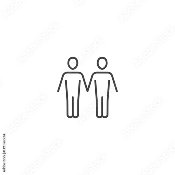 Fototapeta Simple line icon of two people holding hands in unity theme