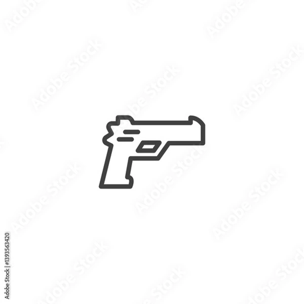 Fototapeta Simple outline icon of a handgun for security and weapon themes