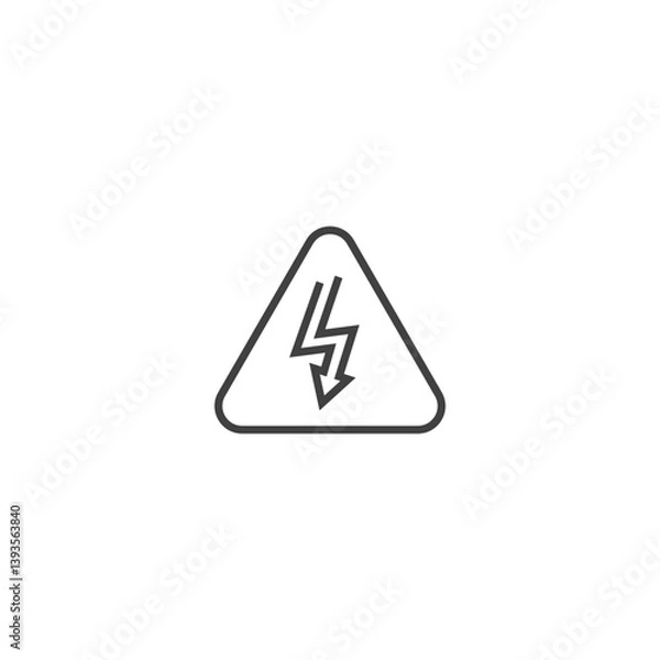 Fototapeta Electrical hazard warning triangle with lightning bolt icon