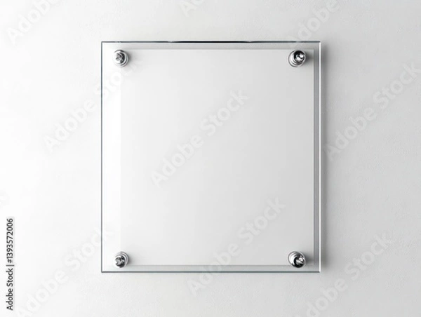 Obraz Displaying Square Glass Frame Mockup Mounted on Wall with Metal Bolts