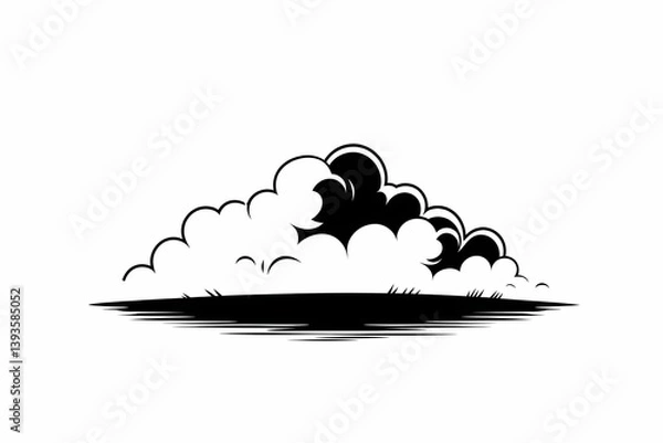 Obraz Black and White Vector Cloud Illustration: Abstract Smoke Art with Fluffy Texture