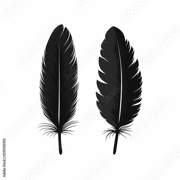 Obraz Black Feather Illustration | Nature-Inspired Vector Design Art & Texture