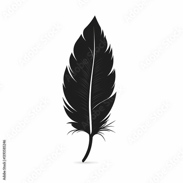 Obraz Abstract Black Feather Illustration - Minimalist Graphic Design with Nature-Inspired Silhouette