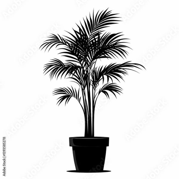 Obraz Stylized Black Silhouette Palm Illustration for Home Decor and Nature Lovers