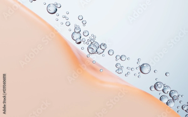 Obraz Cleaning the skin with water liquid bubbles, 3d rendering.