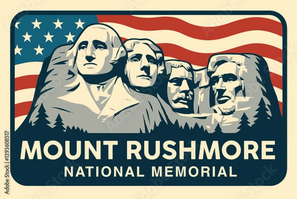 Obraz mount rushmore national memorial vector illustration