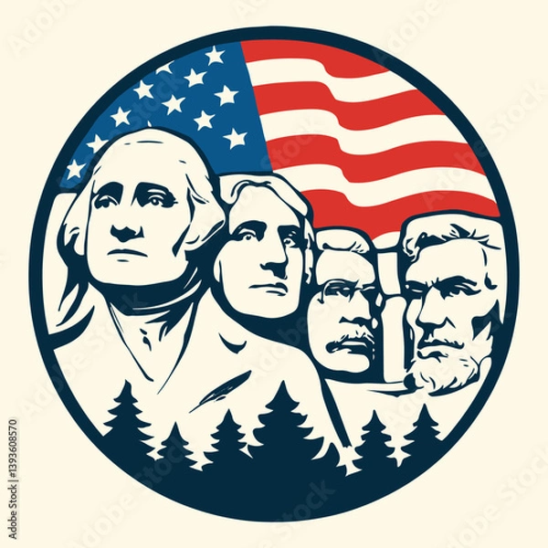 Obraz mount rushmore national memorial vector illustration
