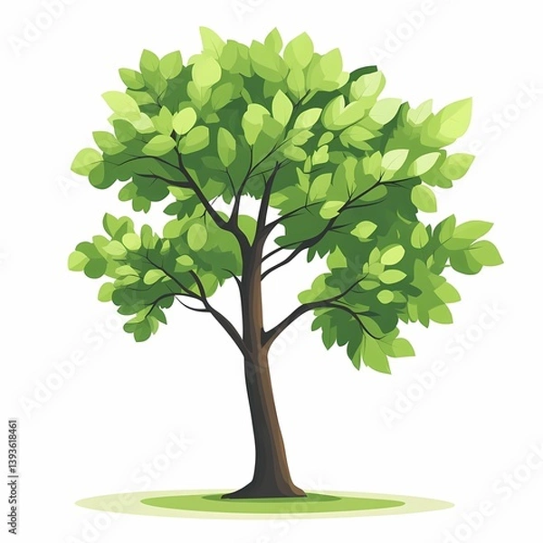 Obraz Green Tree Illustration: Vibrant Foliage and Nature-Inspired Design for a Serene and Sustainable Environment